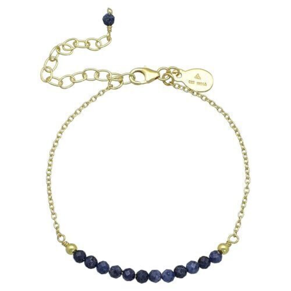 9741 Blue Sapphire Bracelet , Certified 925 Sterling Silver with 18K Gold